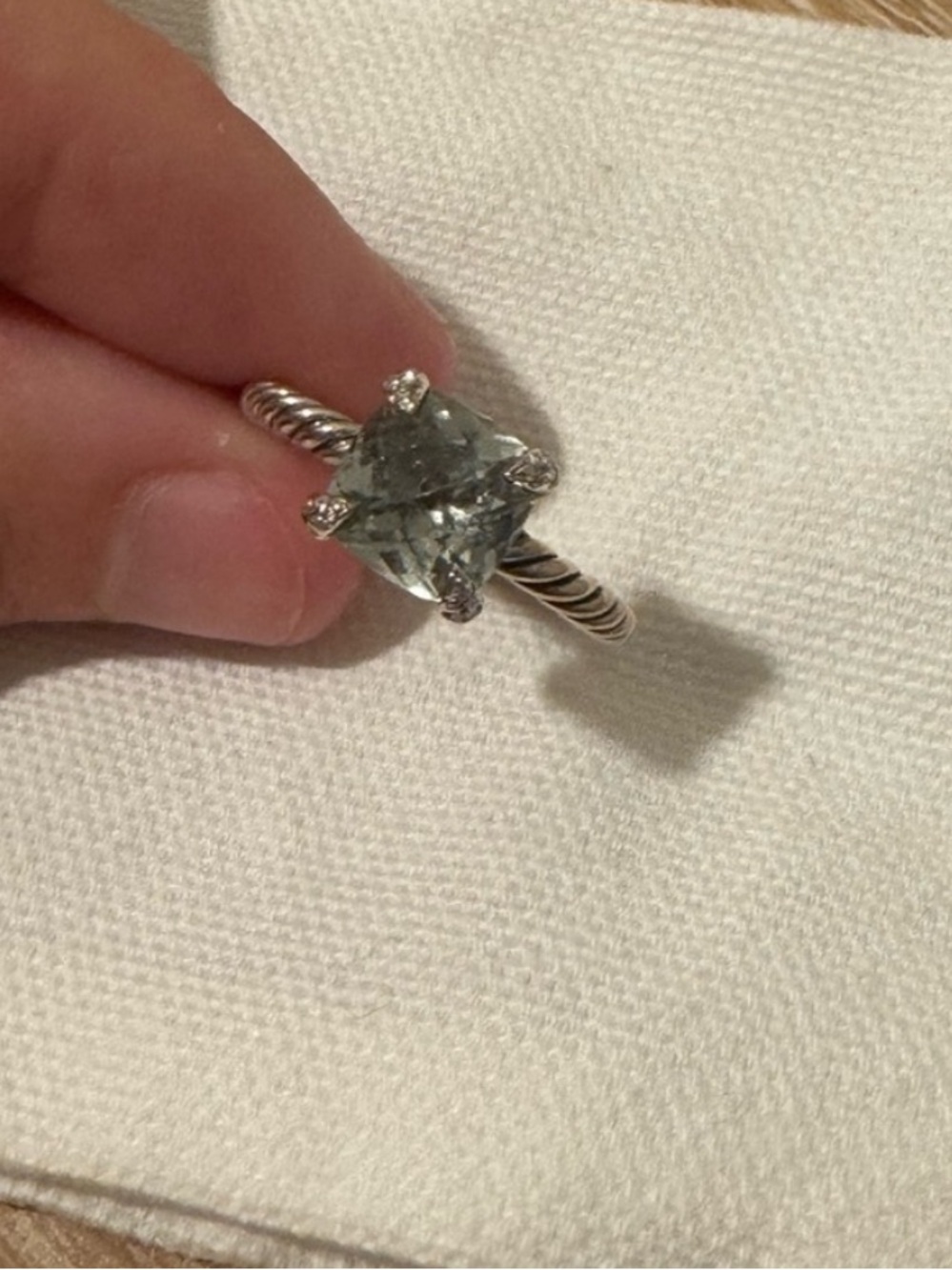David Yurman Chatelaine Ring with Prasiolite and Diamonds